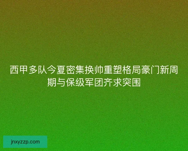 西甲多队今夏密集换帅重塑格局豪门新周期与保级军团齐求突围